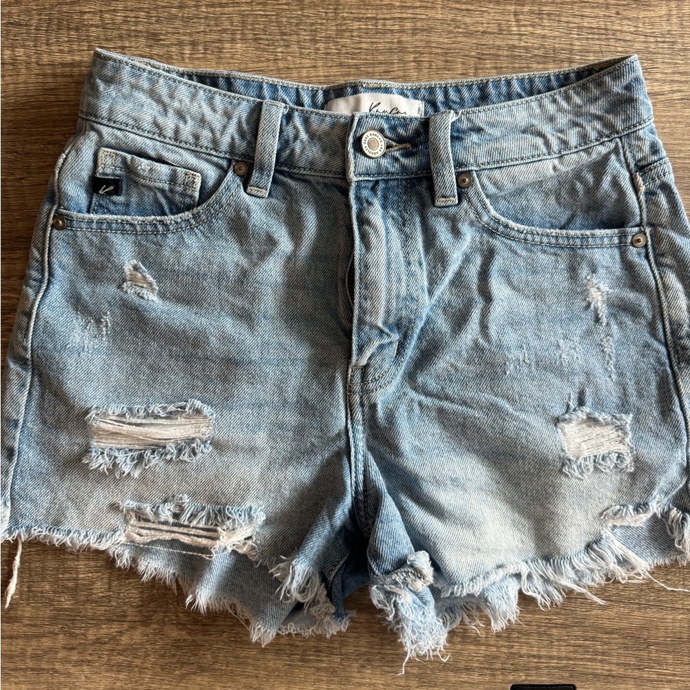 KanCan Light Blue Distressed Denim Jean Shorts